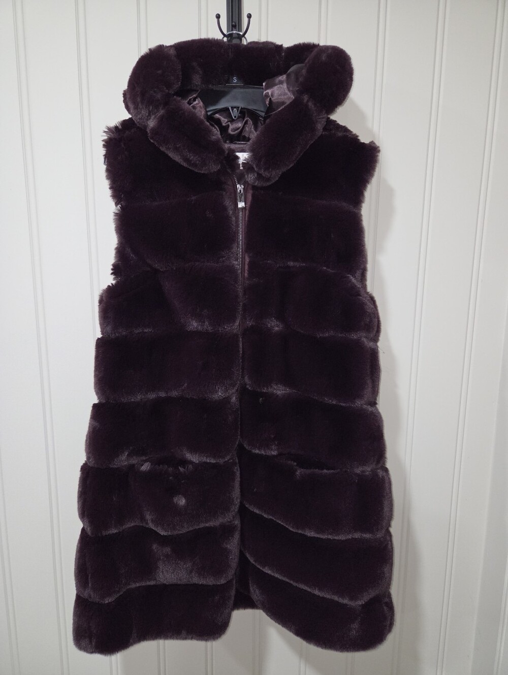 NWT! Via Spiga Purple Faux Fur Long Vest Size XL